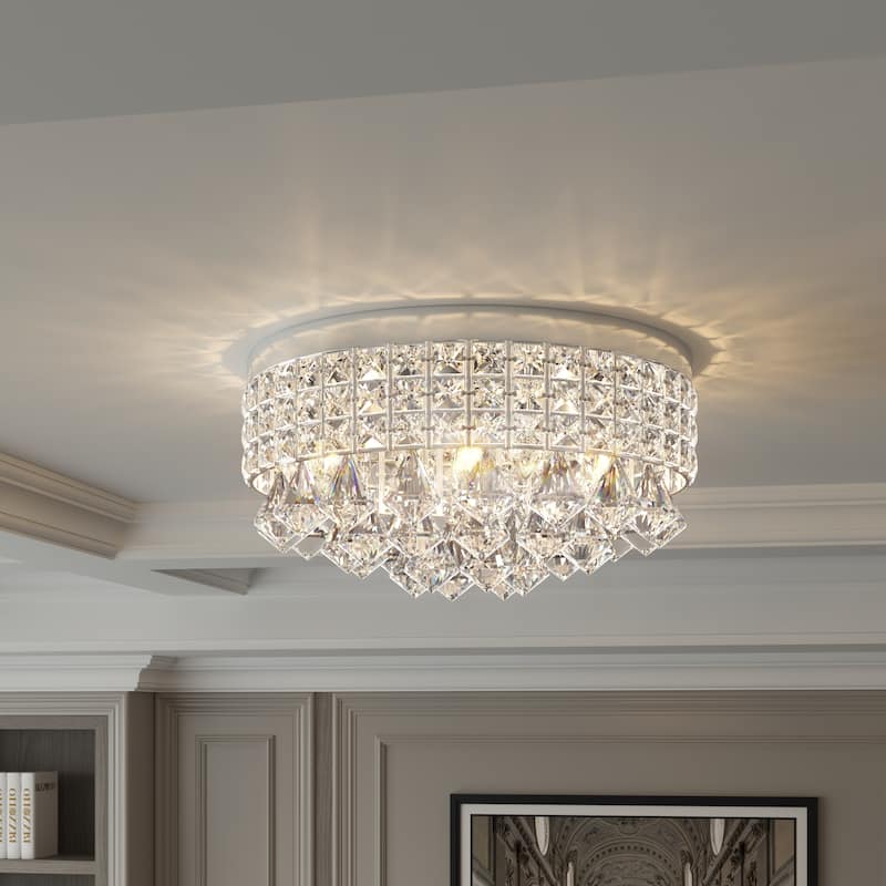 Maxax 4 - Light 15'' Crystal Metal Flush Mount - N/A - Chrome