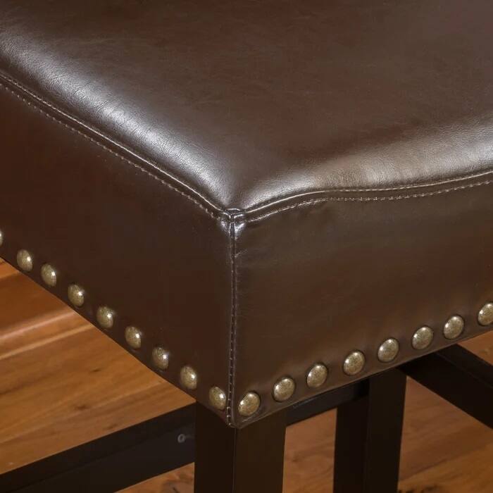 Roomfitters 26-Inch Backless Counter Stools, Set of 2 Wooden Saddle Seat Bar Chairs, Brown