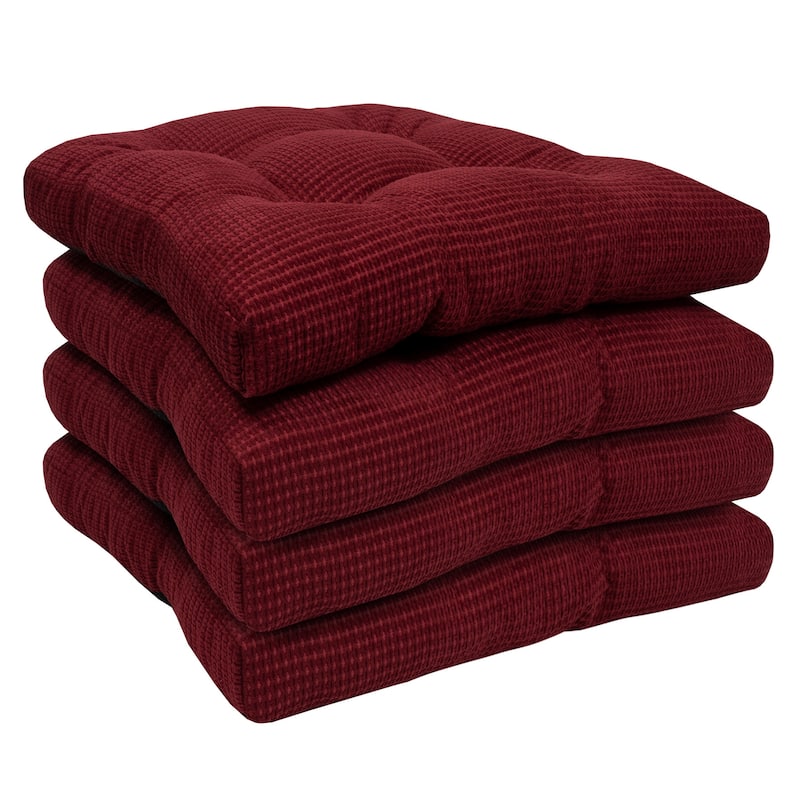 Sweet Home Collection Fluffy Memory Foam Tufted Chair Cushion Non Slip Microdot Rubber Back