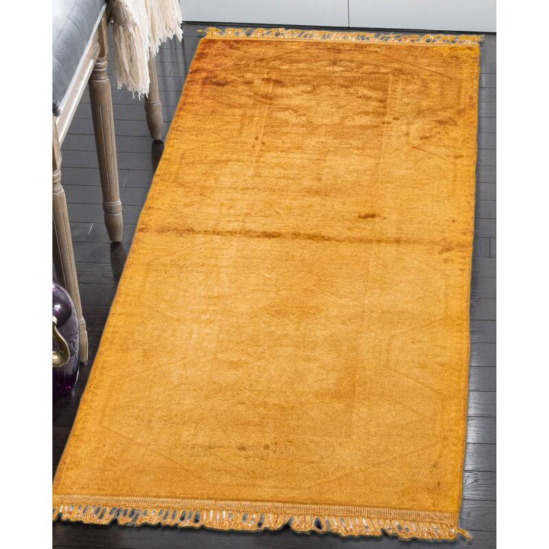 ECARPETGALLERY Hand-knotted Color Transition Gold Wool Rug - 2'8 x 6'0