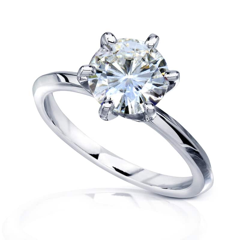 Kobelli 2 Carat Lab Grown Diamond Certified 14k Solid Gold Solitaire 6-Prong Engagement Ring (EF/VS) - White - 7