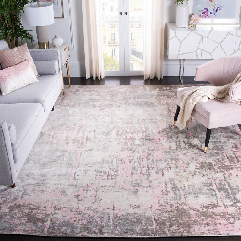 SAFAVIEH Handmade Mirage Erasma Modern Abstract Viscose Rug - 8' x 10' - Pink/Grey