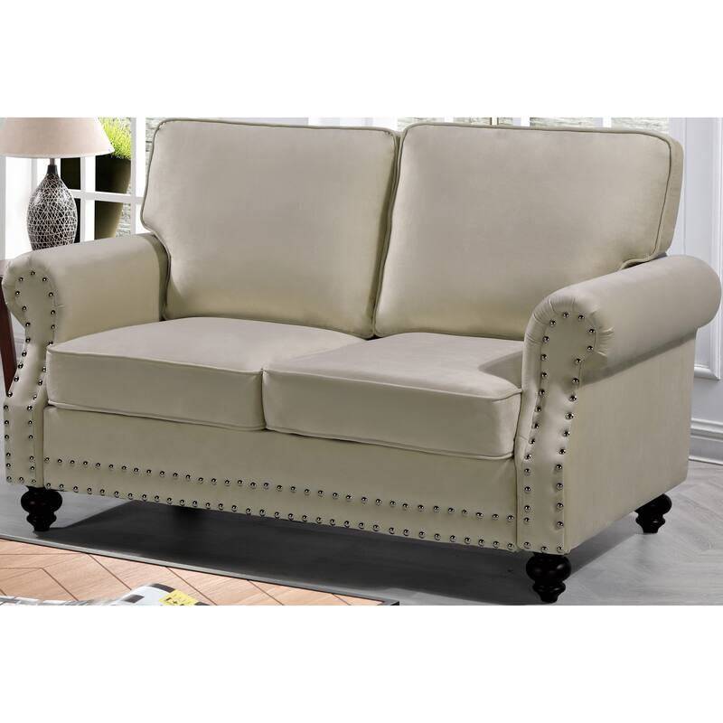 Ramos Nailhead Velvet Loveseat