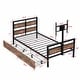 preview thumbnail 6 of 11, Twin Metal Kids Bed Frame with Storage Drawers and Rotatable TV Stand, Black
