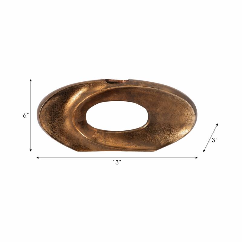 Sagebrook Home Belcove, Metal Cut-out Vase, Bronze/Copper, Round, Solid Color, Aluminum