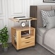 preview thumbnail 20 of 25, Height Adjustable End Table with Swivel Top, 2 Drawers and Open Storage Shelf