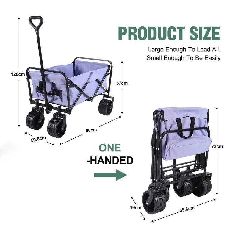 Foldable Utility Wagon Cart with Universal Off-Road Wheels, Ergonomic Handle, Removable Body for Easy Cleaning