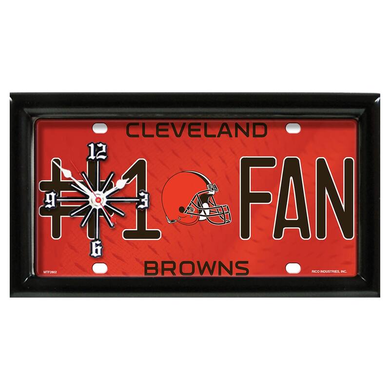 NFL Wall/Desk Analog Clock, #1 Fan with Team Logo - Cleveland Browns