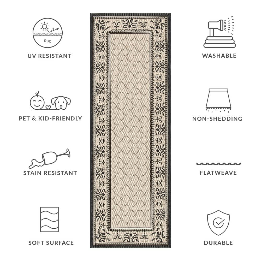 SAFAVIEH, Courtyard Pina Indoor/ Outdoor Waterproof Patio Backyard Rug