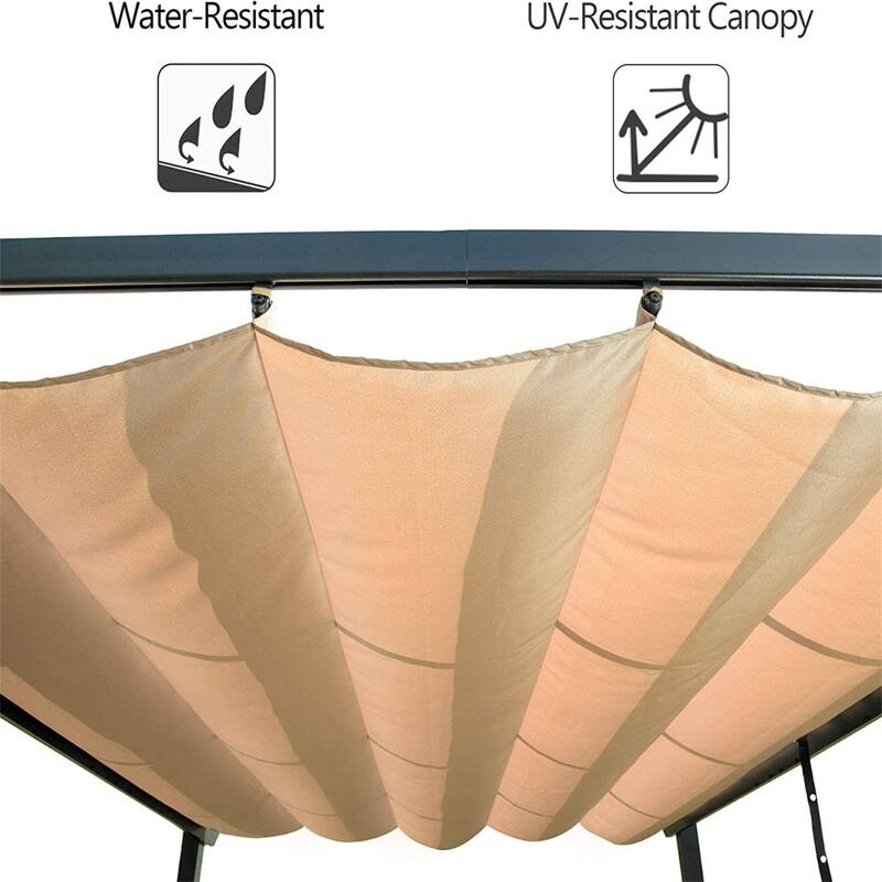 Outdoor Aluminum Retractable Pergola Patio Gazebo with Canopy in Beige