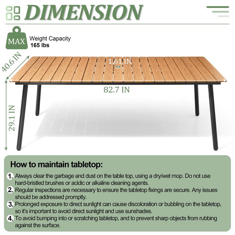 7-Piece Outdoor Rectangle Aluminum Dining Table with Stackable Chairs