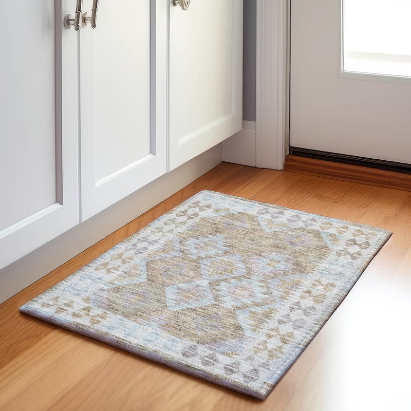 Machine Washable Indoor/ Outdoor Boho Global Chantille Rug