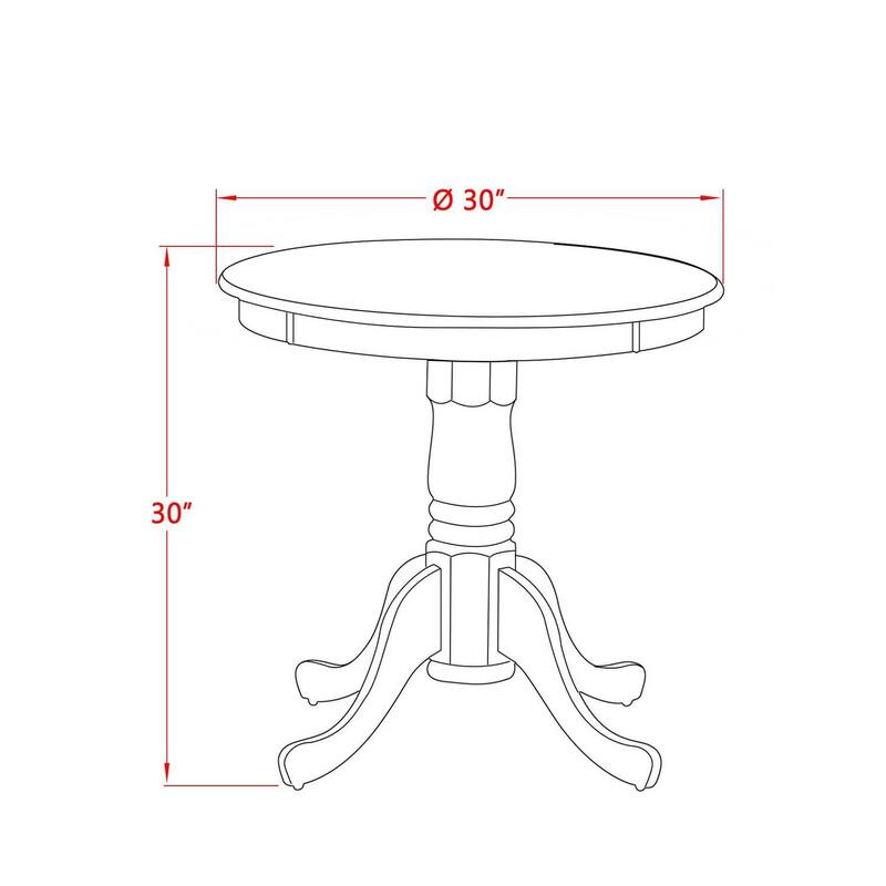 3-Piece Black and Cherry Finish Solid Wood Top - Round Dining Room Set - Seats 4