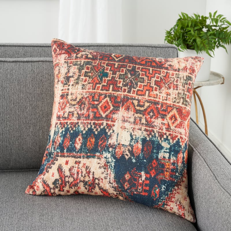 57 Grand by New Concept Washables Boho Persian Geometric Red Throw Pillow , ( 20" X 20" )