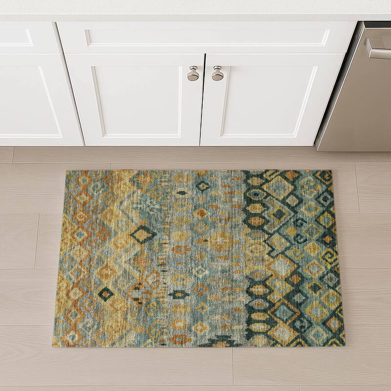 Machine Washable Indoor/ Outdoor Boho Moroccan Chantille Rug