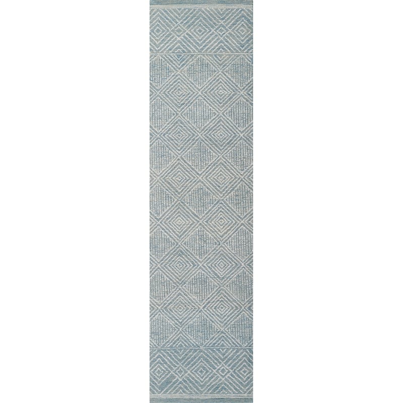 Momeni Mallorca Geometric Hand-hooked Wool Area Rug - 2' x 8' - Blue - Runner