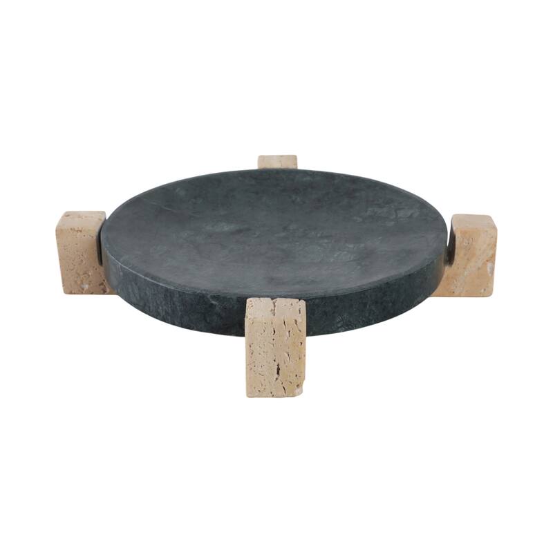 Marble Stone Decorative Tray Geometric Base Sleek Glam Modern