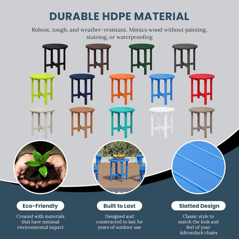 Polytrends Altura Eco-friendly All Weather Round 18" Side Table