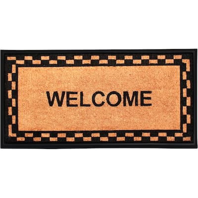 A1HC Rubber and Coir Falling Leaves Heavy Duty Durable Doormat 24"X48", Beige