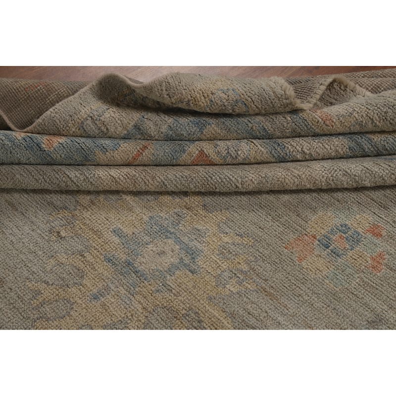 Vegetable Dye Oushak Turkish Area Rug Hand-Knotted Wool Carpet - 8'11"x 12'3"
