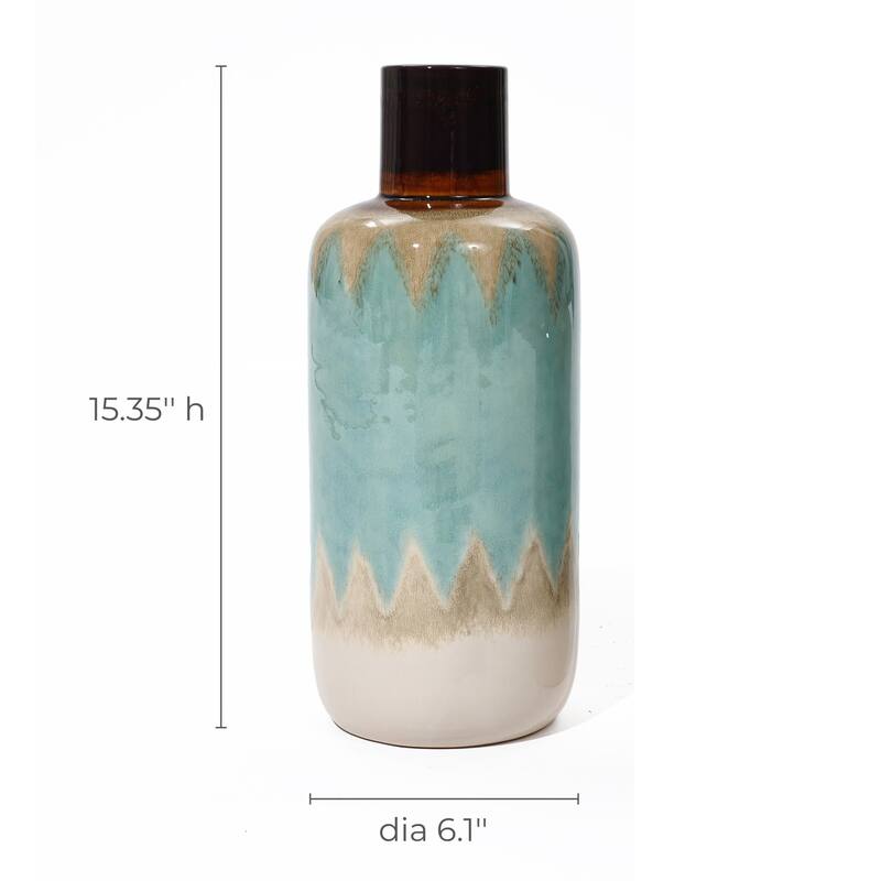 2-Piece Ocean Ombre Stoneware Vase Set