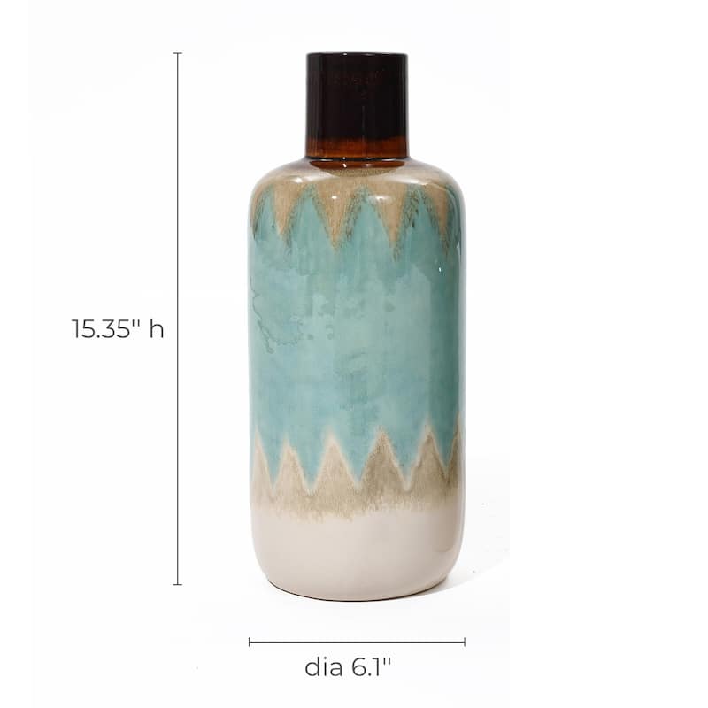 Three Earth Tones Ombre Tall Stoneware Vase