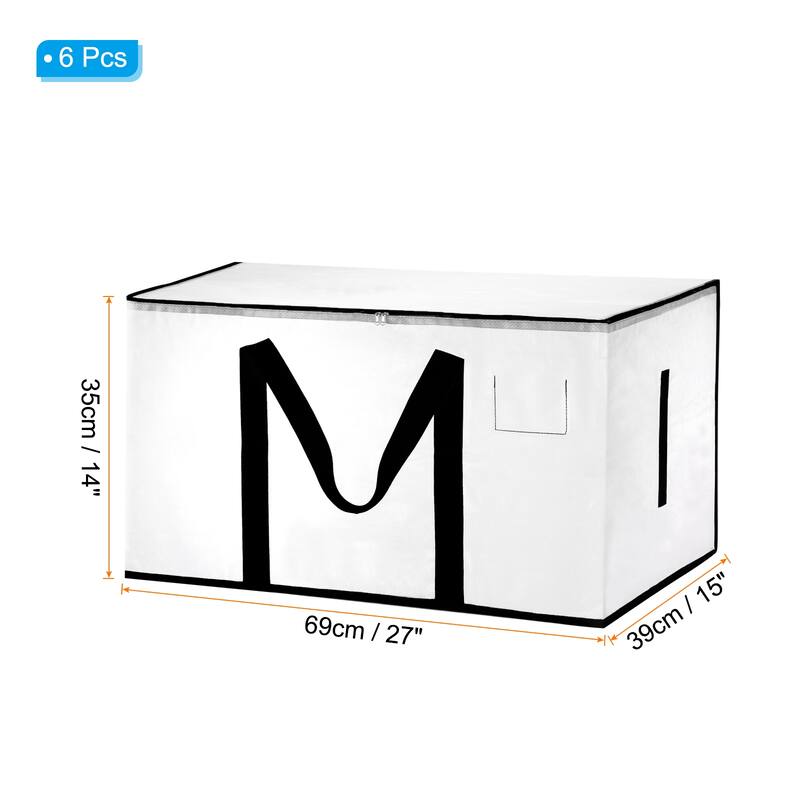 6 Pcs Extra Large Moving Bags with Handles and Zipper - Transparent