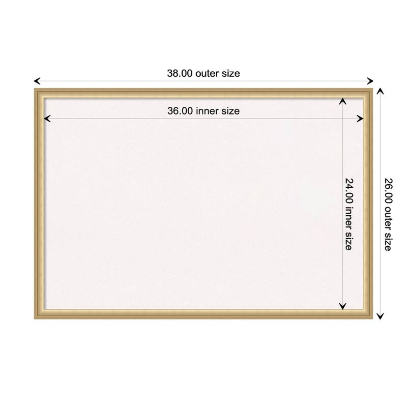 Florence Framed White Corkboard Bulletin Board - Florence Gold - Board Size 36x24