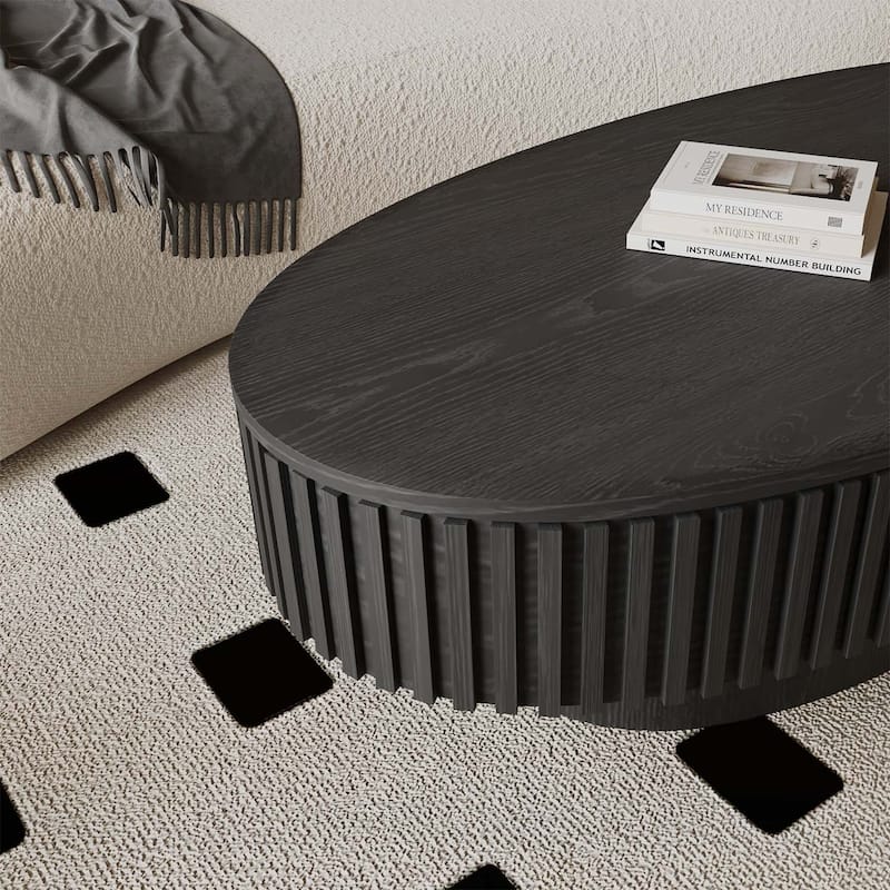 47 Inch Oval Coffee Table with Storage