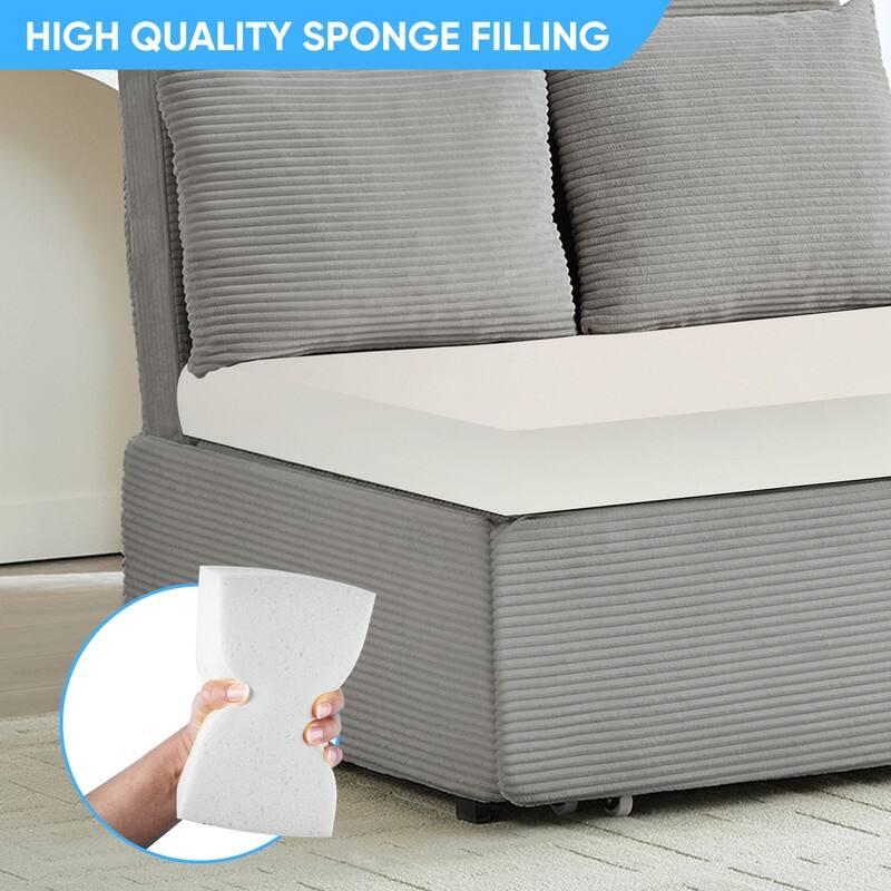 Mixoy Corduroy Fabric Queen Size/Twin Size Sofa Bed, 2-in-1 Modern Pull Out Sleeper Sofa Bed