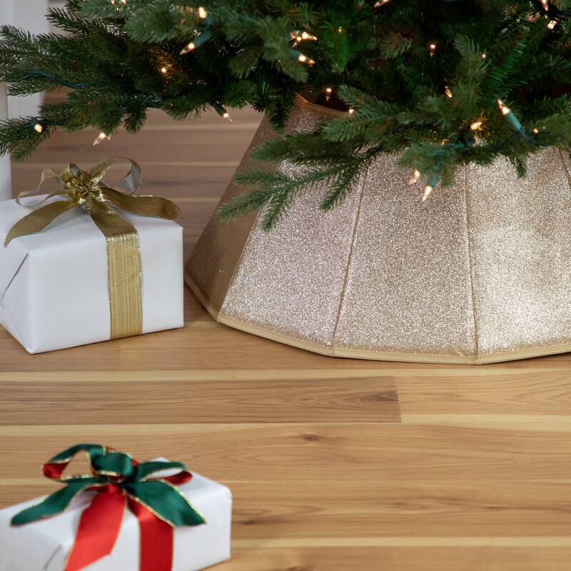26" Metallic Gold Fabric Hexagonal Christmas Tree Collar