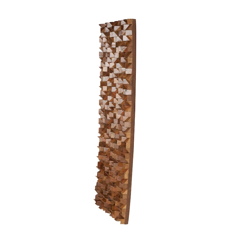 Mango Wood Geometric Handmade 3D Cube Inspired Panel Home Wall Decor - Brown - Roche River Decor