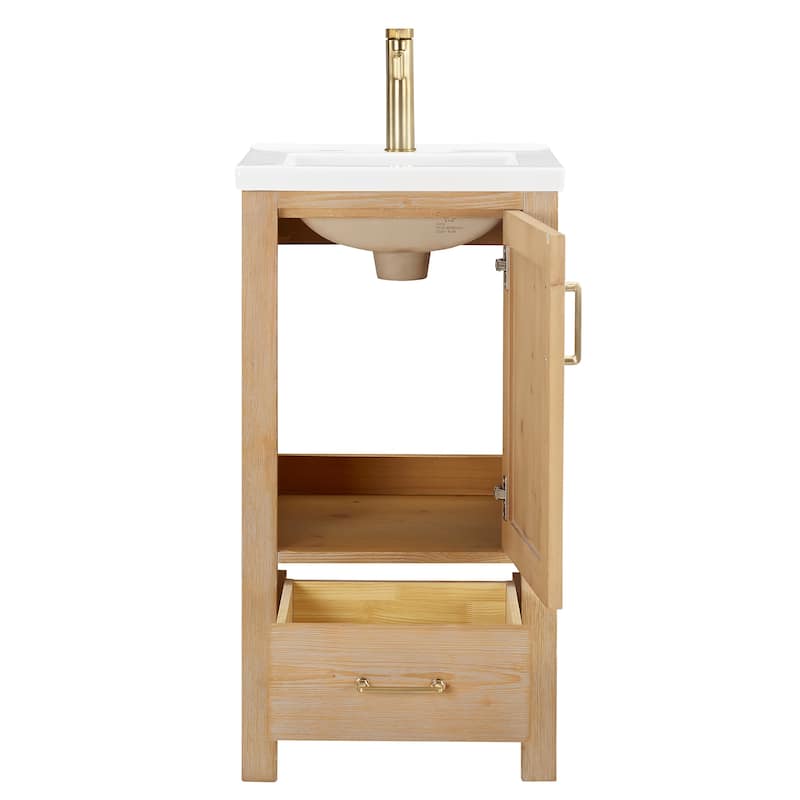 Gela Single Bath Vanity with Ceramic Basin Top and Mirror