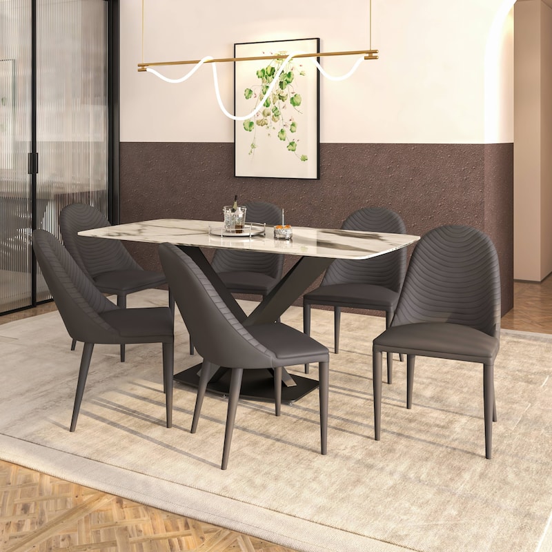 Seville Dining Chair Upholstered in Leather with Iron Legs Set of 4