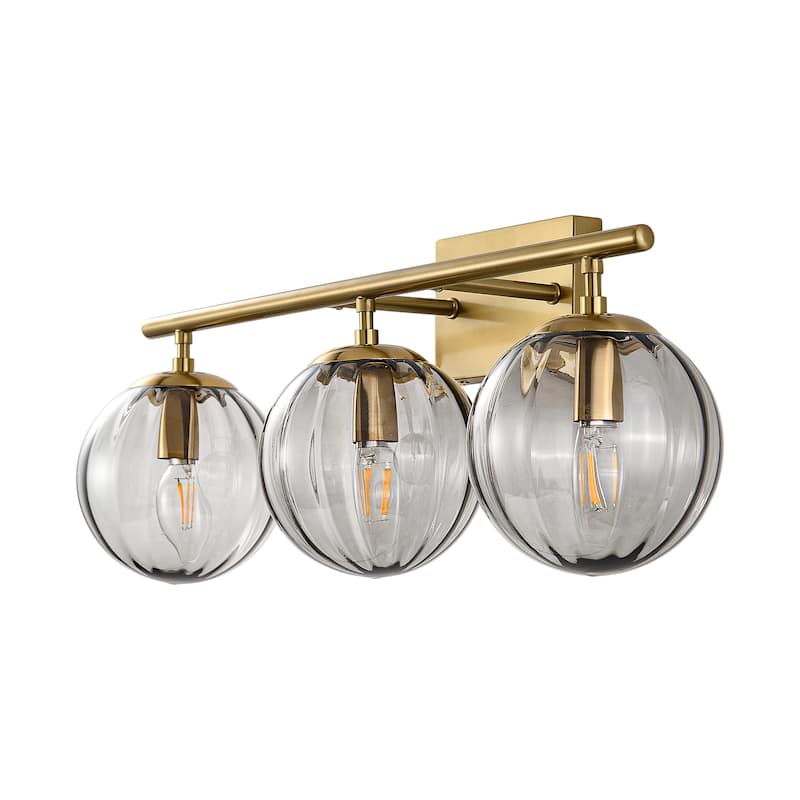 Dimmable Bathroom Vanity Lights with Ribbed Clear Glass Shade Vanity Light Fixture