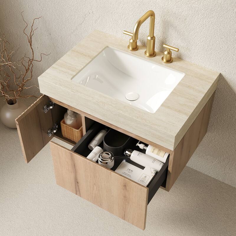 Mondern Floating Bathroom Vanity with 3 Pre-drilled Faucet Holes