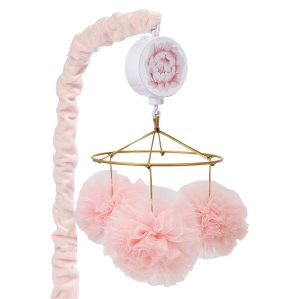 slide 2 of 6, Lambs & Ivy Secret Garden Pink Pom Pom Musical Baby Crib Mobile Soother Toy
