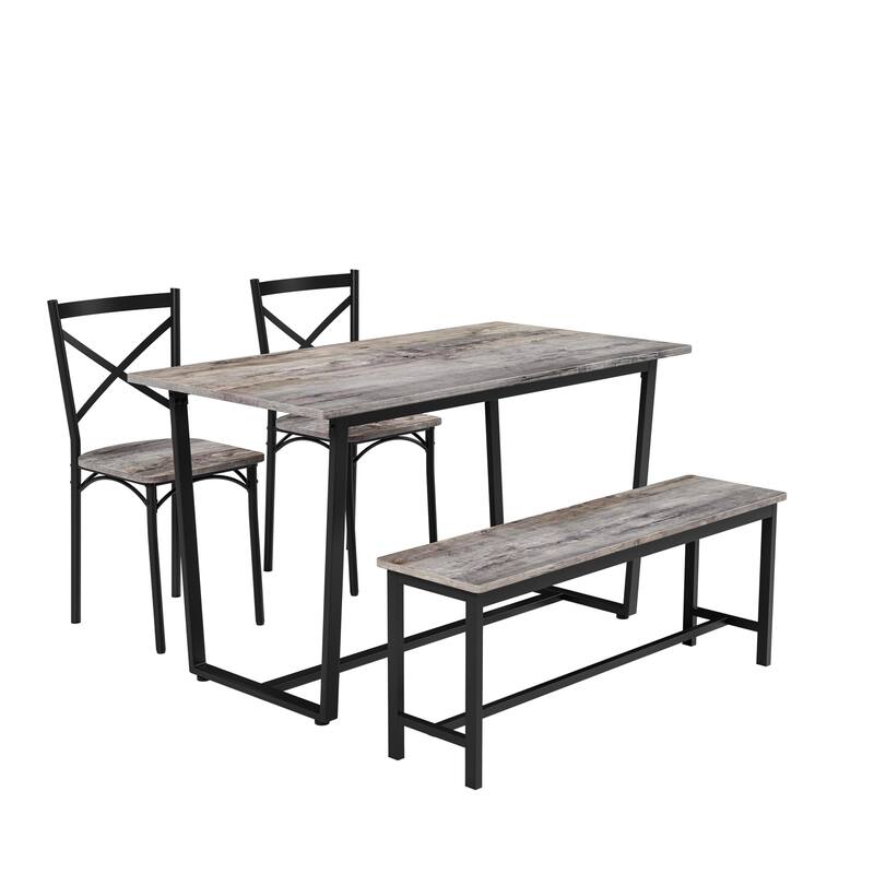 Four-Piece Set Table And Chair With Backrest, Industrial Style, Solid Structure