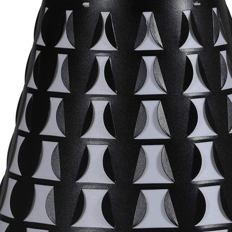 HomeRoots 16" Black Bedside Table Lamp With Black And White Polka Dots Empire Shade - Small