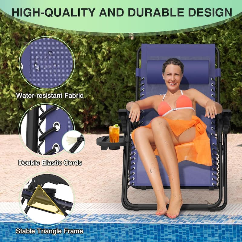 Zero Gravity Chairs Set of 2, Zero Gravity Lounge Chair, Reclining Patio Chairs Folding Recliner for Indoor and Outdoor