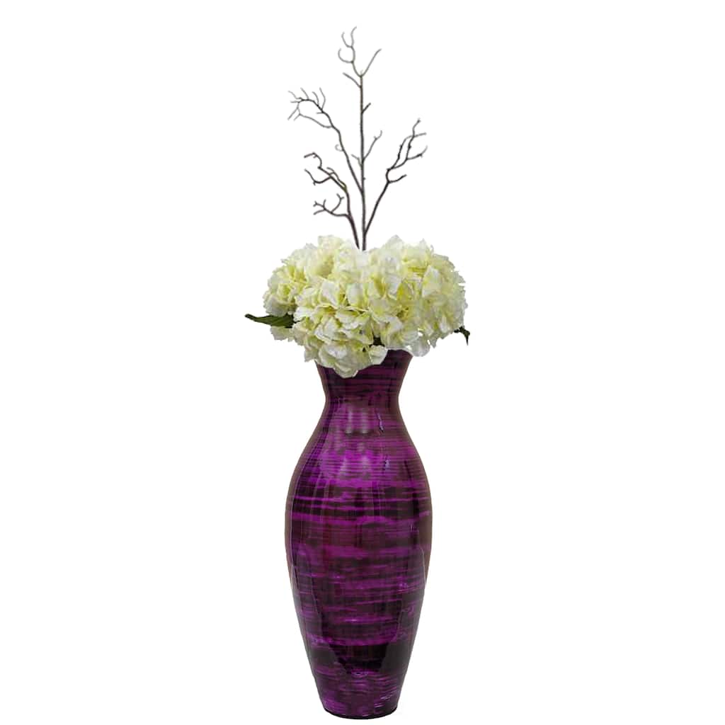 Uniquewise 21 inch Modern Bamboo Floor Vase Flared Design for Dining Room Living Room and Entryway Décor