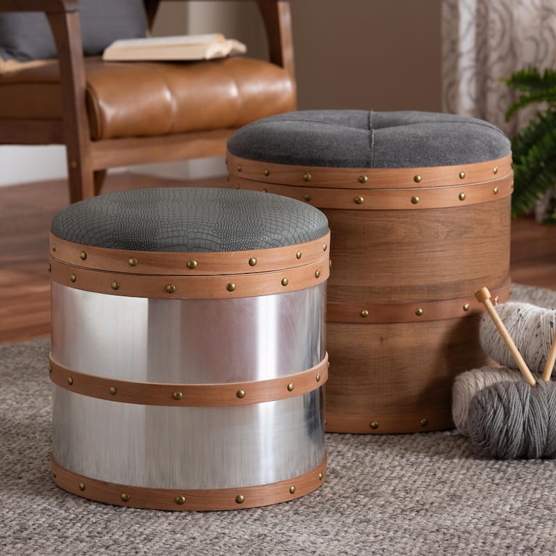 Carbon Loft Schaca Modern and Contemporary Glam 2-piece Storage Ottoman Set