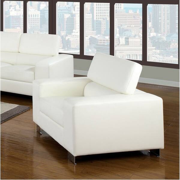 Furniture Of America Fash Modern Faux Leather Headrest Club Chair Overstock 9282909 White