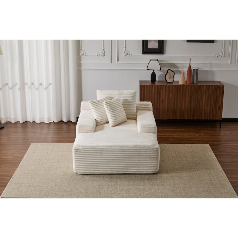 Oversized Chaise Lounge Chair Cozy Cloud Couch,Upholstered Sleeper Sofa Daybed With 3 Throw Pillows And Wide Armrest