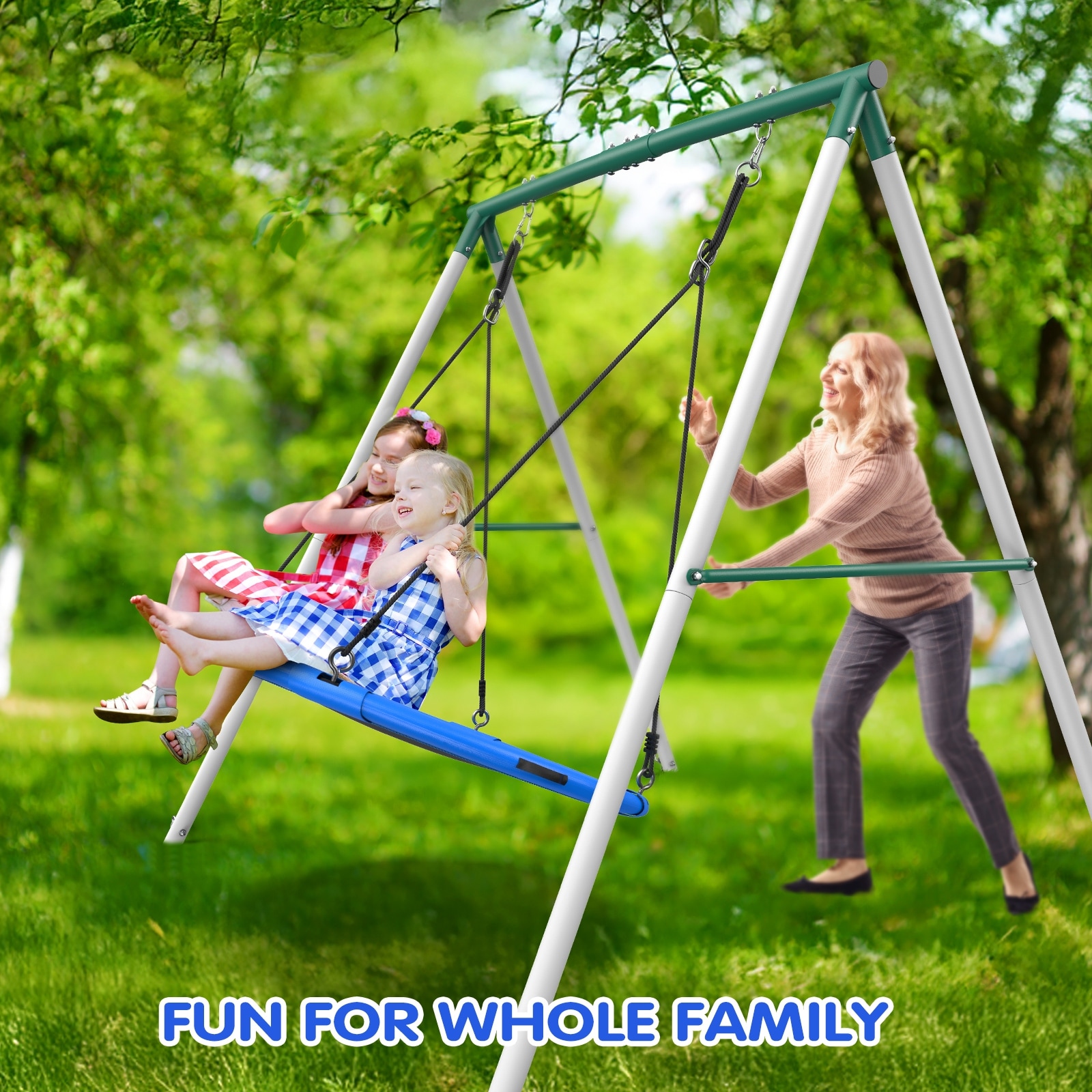 Hapfan 50'' Saucer Swing with Frame, ft Tall Swingset, 500 lbs