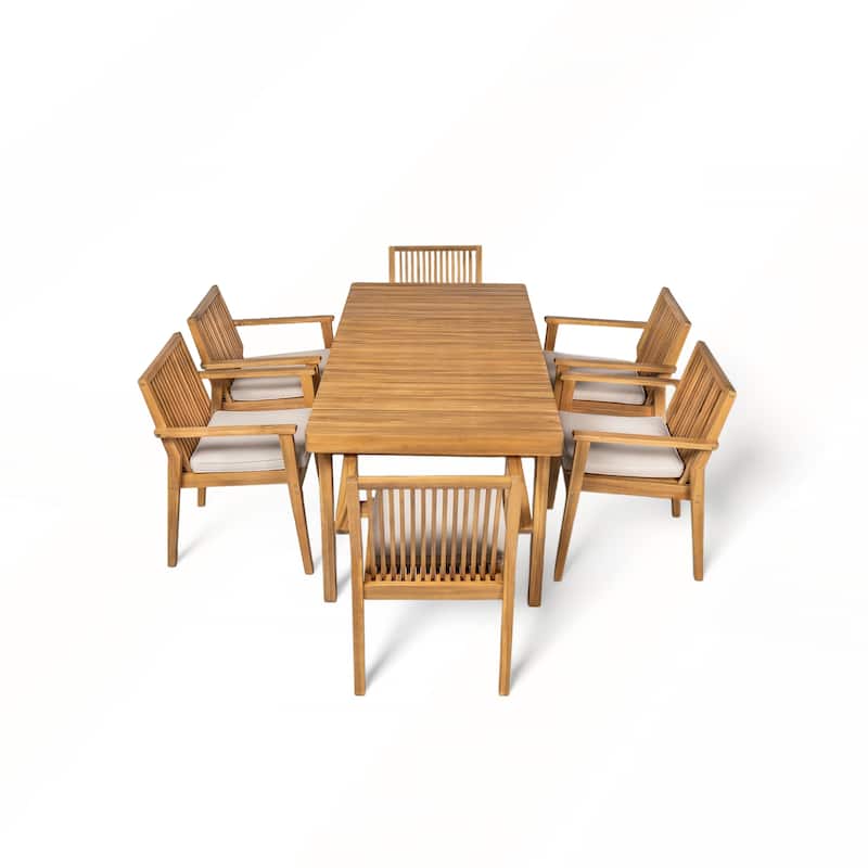 7 Pieces Patio Furniture Set with Acacia Wood Table