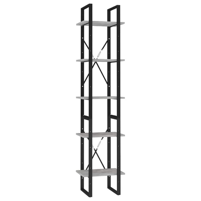 vidaXL 5-Tier Book Cabinet Concrete Gray 15.7"x11.8"x68.9" Engineered Wood - 15.7" x 11.8" x 69.9"