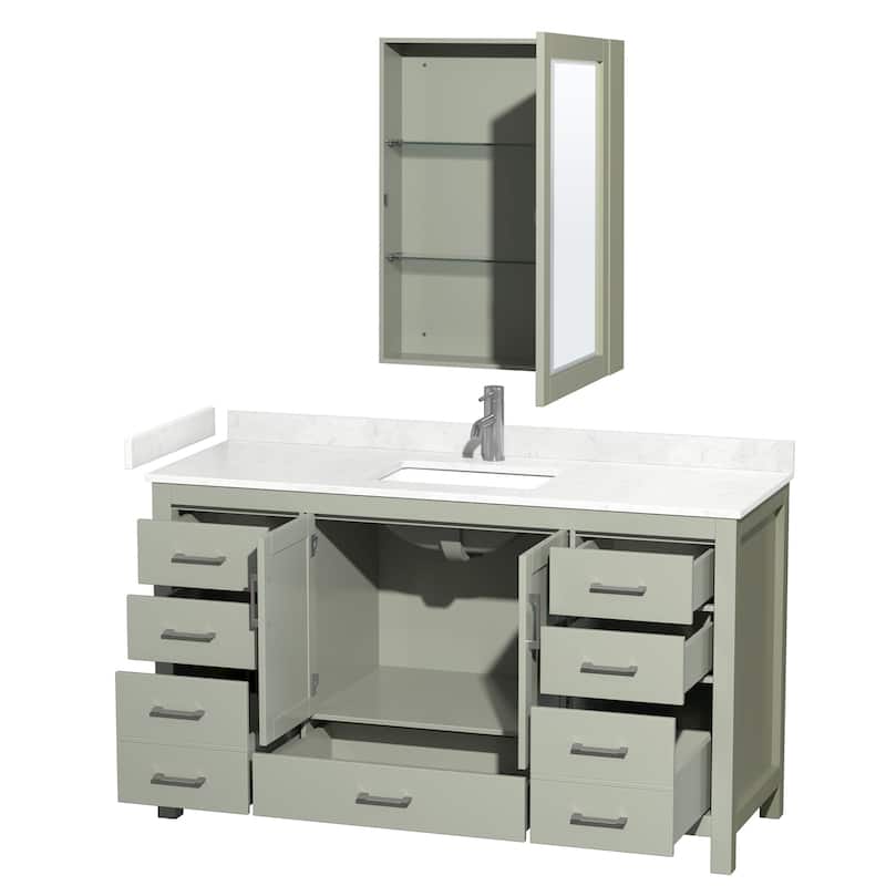 Wyndham Collection Sheffield 60" Single Bathroom Vanity, Carrara