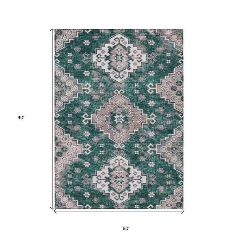 HomeRoots Medallion Traditional Rectangle Outdoor Rug