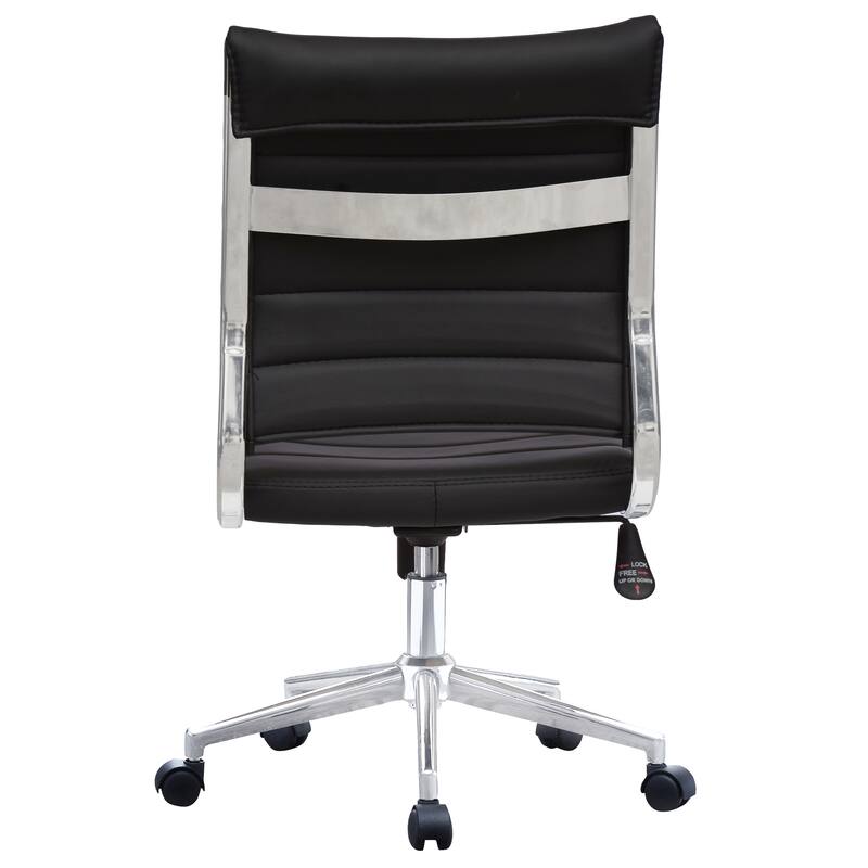 Set of 2 Modern Ergonomic Executive Mid back PU Leather Office Chairs No Arms Rest Tilt Adjustable Height With Wheels